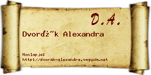 Dvorák Alexandra névjegykártya